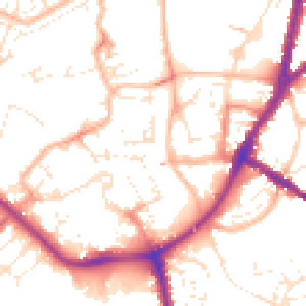 Daytime road noise heatmap for TA6 3AU