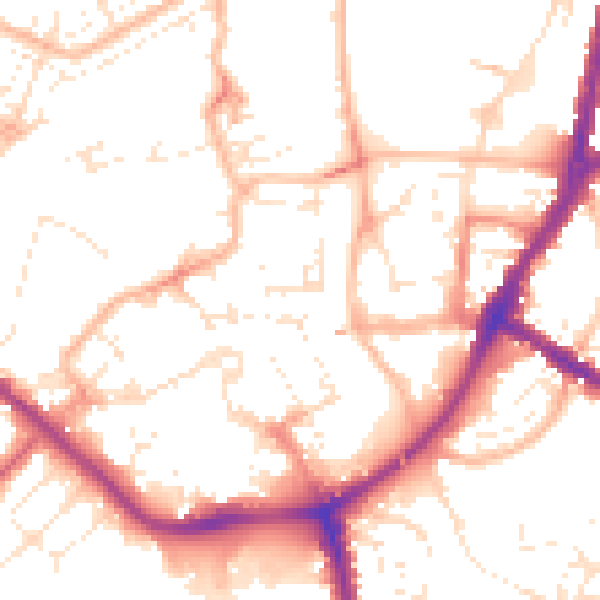Daytime road noise heatmap for TA6 3DD