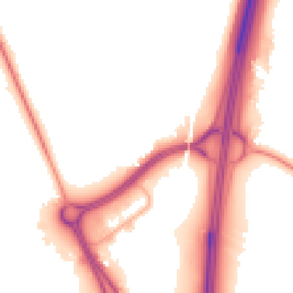 Night-time road noise heatmap for TA6 4GW