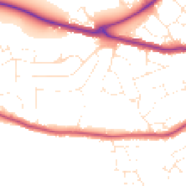 Daytime road noise heatmap for TA6 7LU