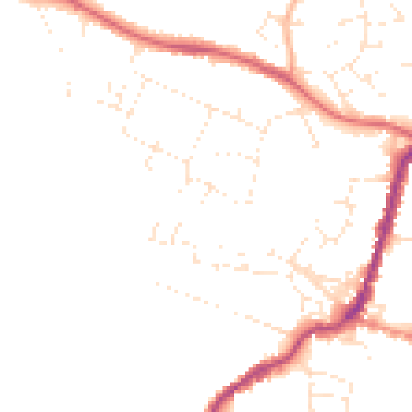 Daytime road noise heatmap for TA9 3AX