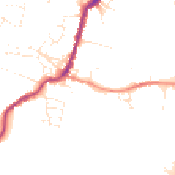 Daytime road noise heatmap for TA9 3BT