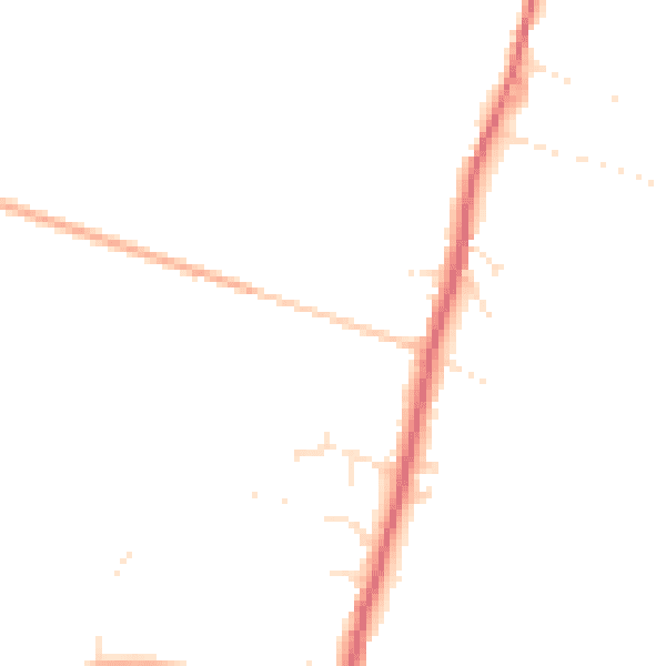 Daytime road noise heatmap for TA9 3PT