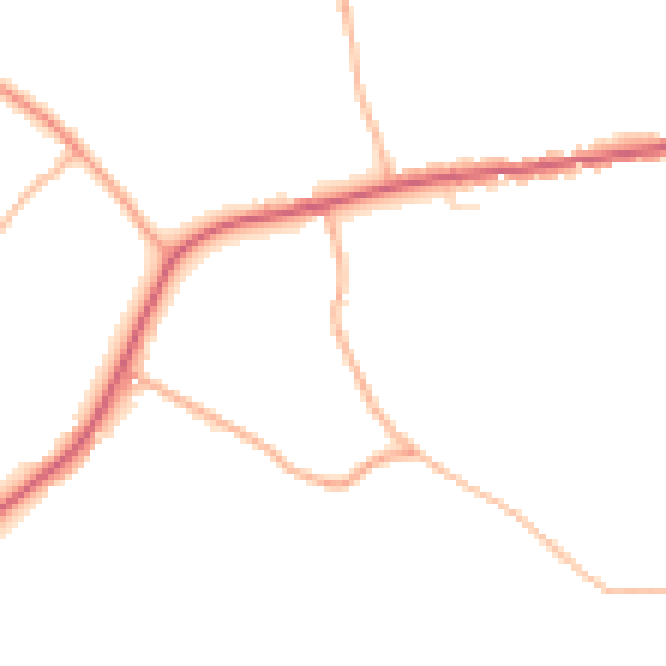 Daytime road noise heatmap for TA9 4LG