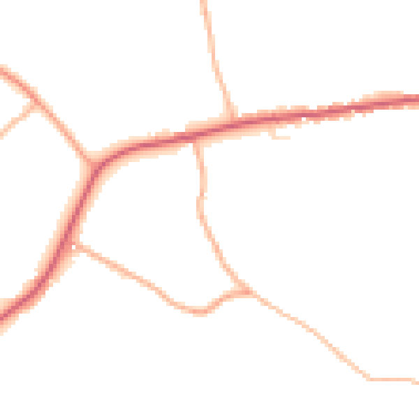 Daytime road noise heatmap for TA9 4LQ