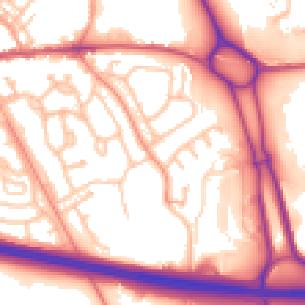 Daytime road noise heatmap for TF1 2LT