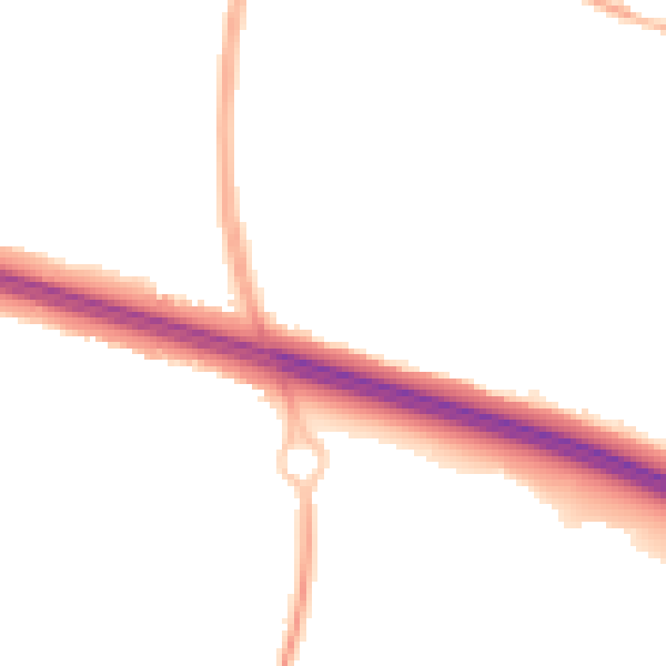 Night-time road noise heatmap for TF2 0EA