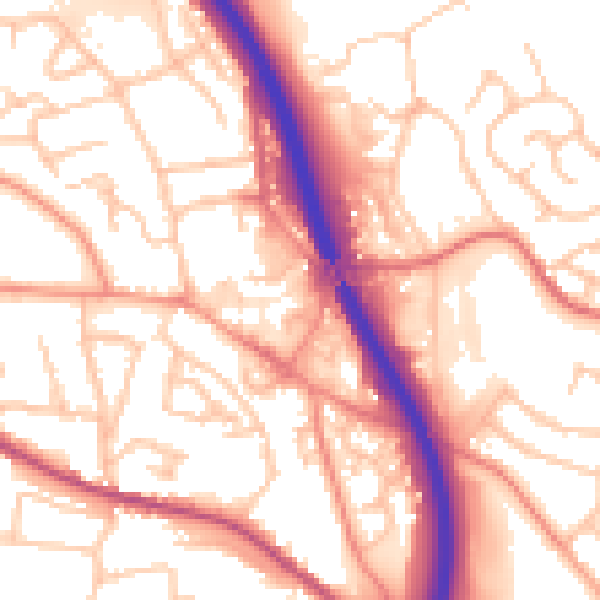 Daytime road noise heatmap for TF2 6DU