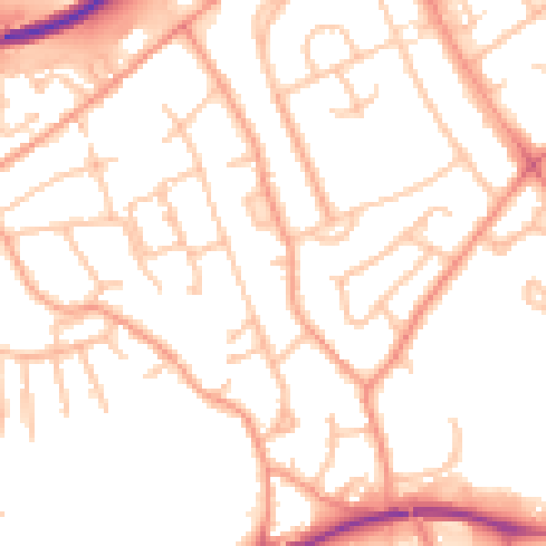 Daytime road noise heatmap for TF2 7JG