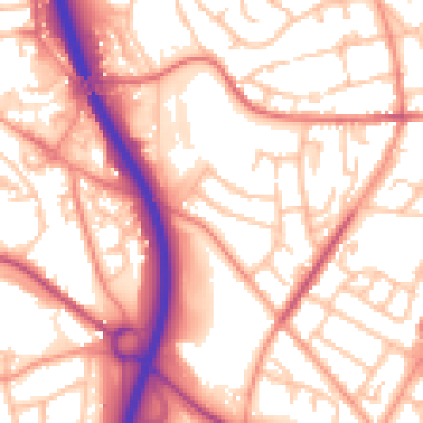 Daytime road noise heatmap for TF2 9DN