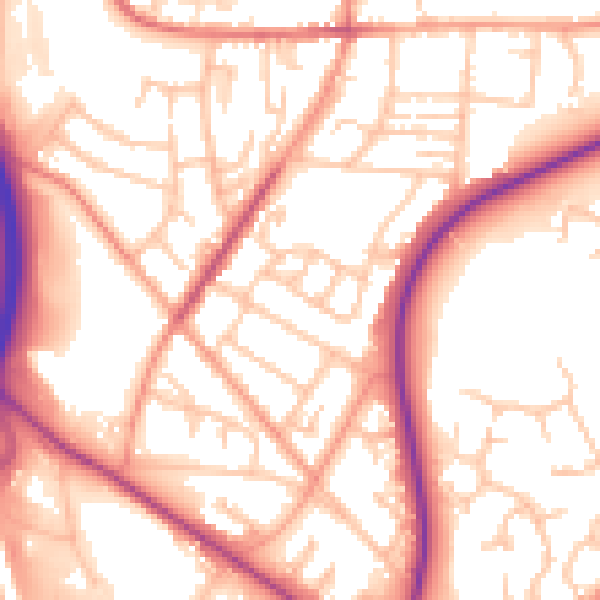 Daytime road noise heatmap for TF2 9ES