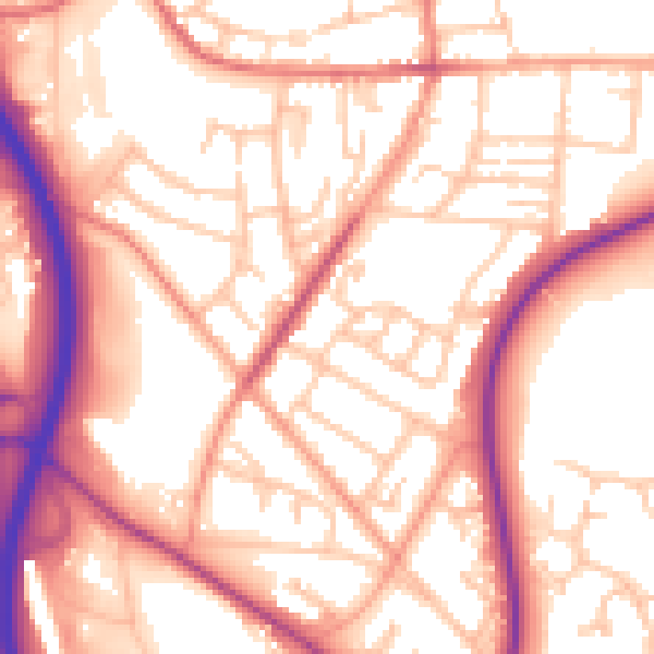 Daytime road noise heatmap for TF2 9HN