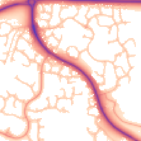 Daytime road noise heatmap for TF2 9UA