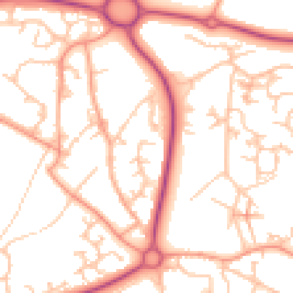 Daytime road noise heatmap for TF4 2BZ
