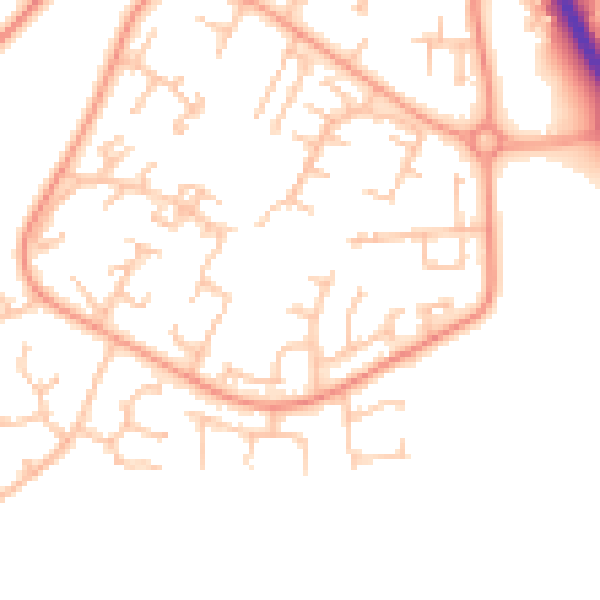Daytime road noise heatmap for TF7 4PY