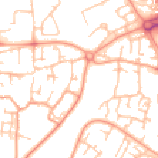Daytime road noise heatmap for TF7 5AL