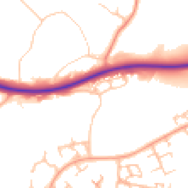 Daytime road noise heatmap for TF7 5LH