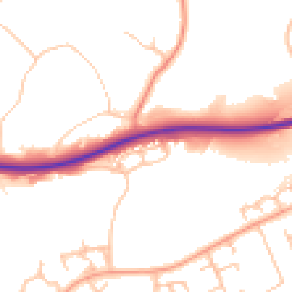 Daytime road noise heatmap for TF7 5QX