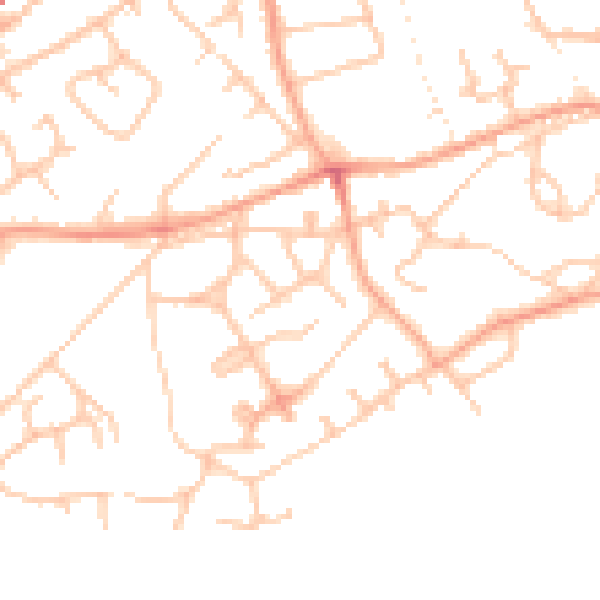 Daytime road noise heatmap for TF9 1DD