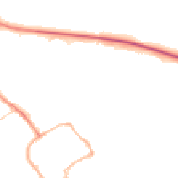Night-time road noise heatmap for TF9 1RS