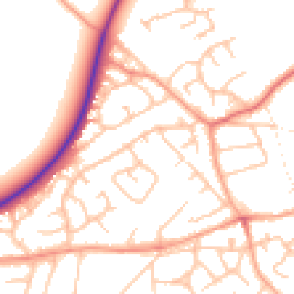 Daytime road noise heatmap for TF9 3HF