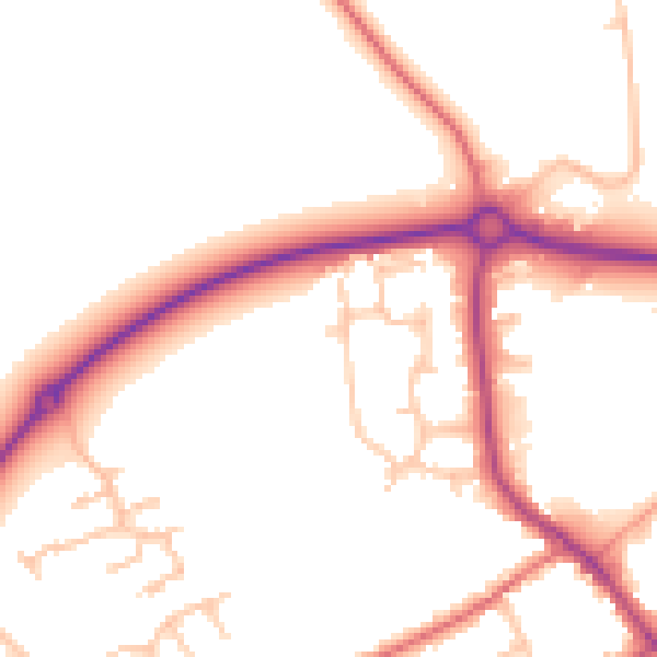Daytime road noise heatmap for TF9 3PT