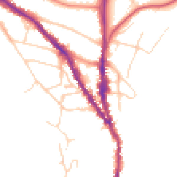 Daytime road noise heatmap for TN13 1AD
