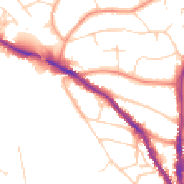 Daytime road noise heatmap for TN13 1AF