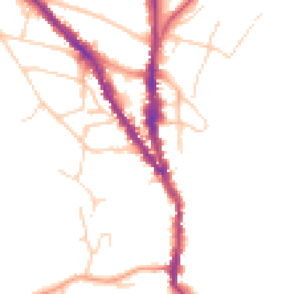 Daytime road noise heatmap for TN13 1AJ