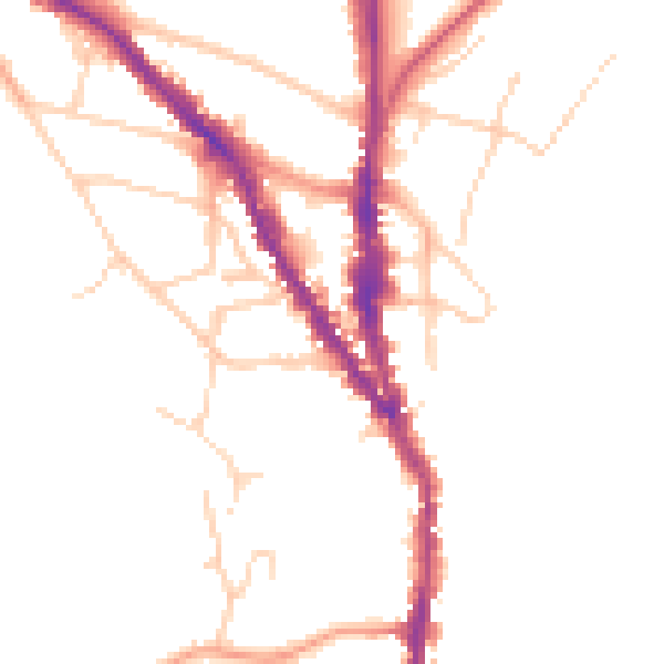 Daytime road noise heatmap for TN13 1AP