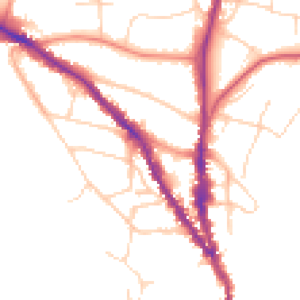 Daytime road noise heatmap for TN13 1AT