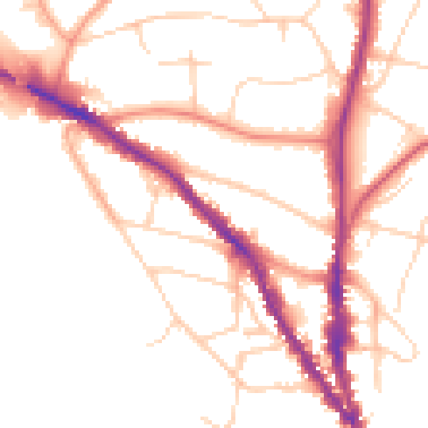 Daytime road noise heatmap for TN13 1BA