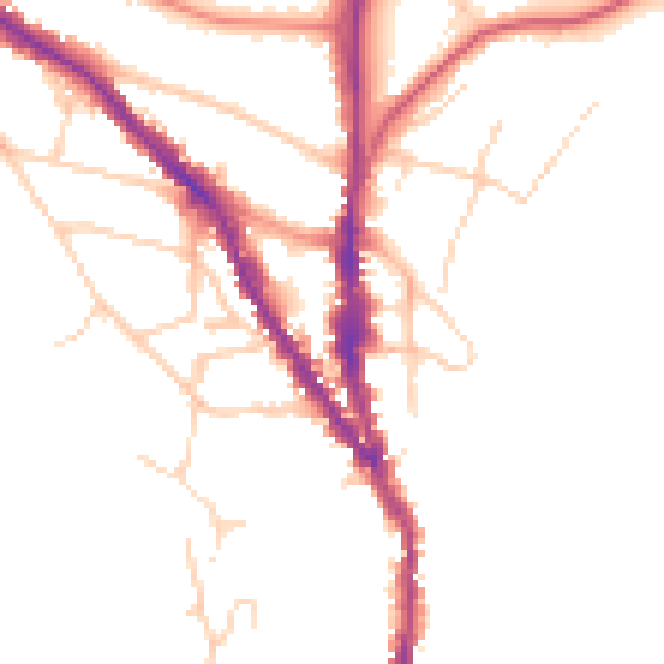 Daytime road noise heatmap for TN13 1DF