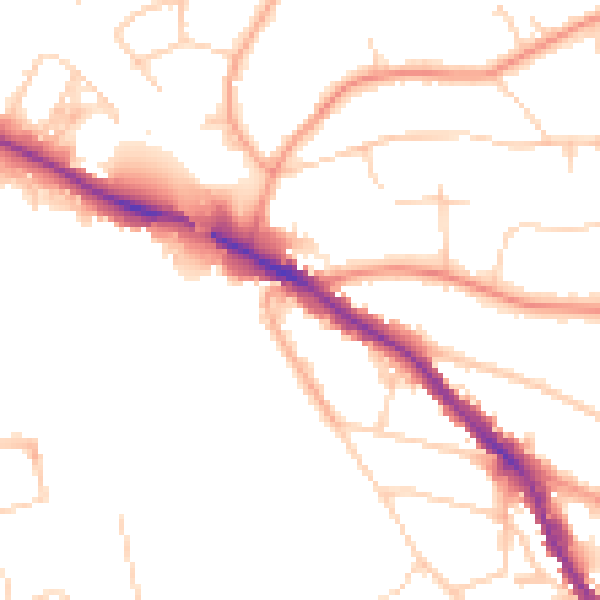 Daytime road noise heatmap for TN13 1DH