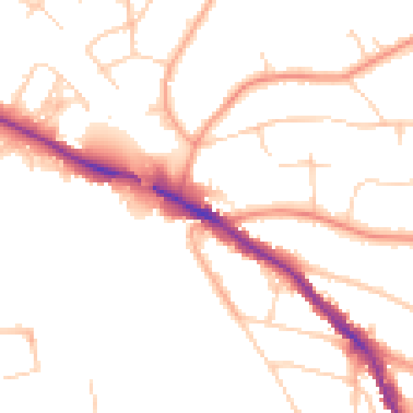 Daytime road noise heatmap for TN13 1DL
