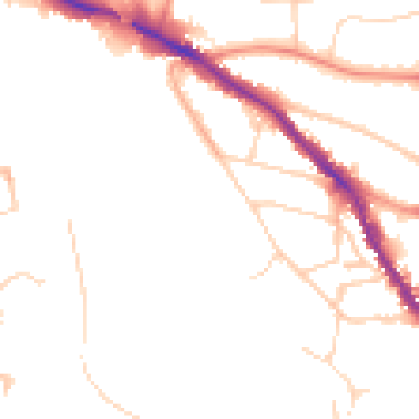 Daytime road noise heatmap for TN13 1DT