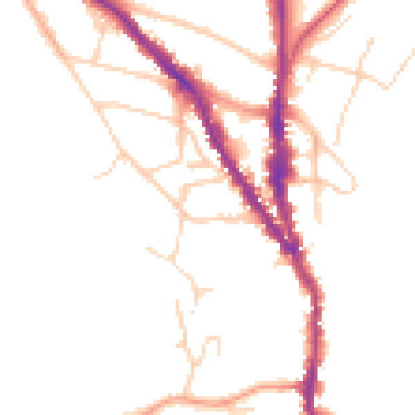 Daytime road noise heatmap for TN13 1DU