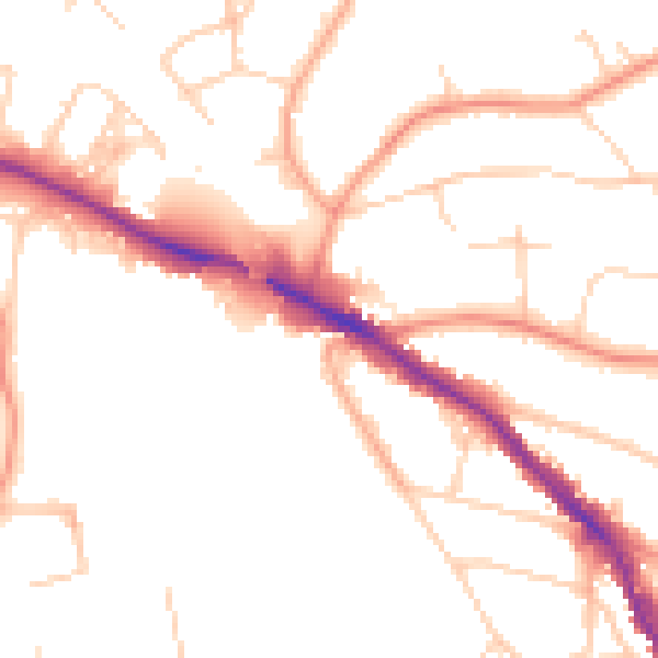 Daytime road noise heatmap for TN13 1DW