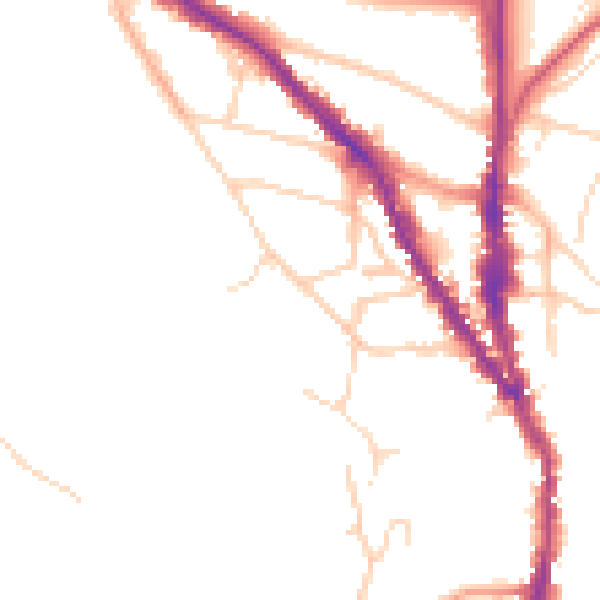 Daytime road noise heatmap for TN13 1EW