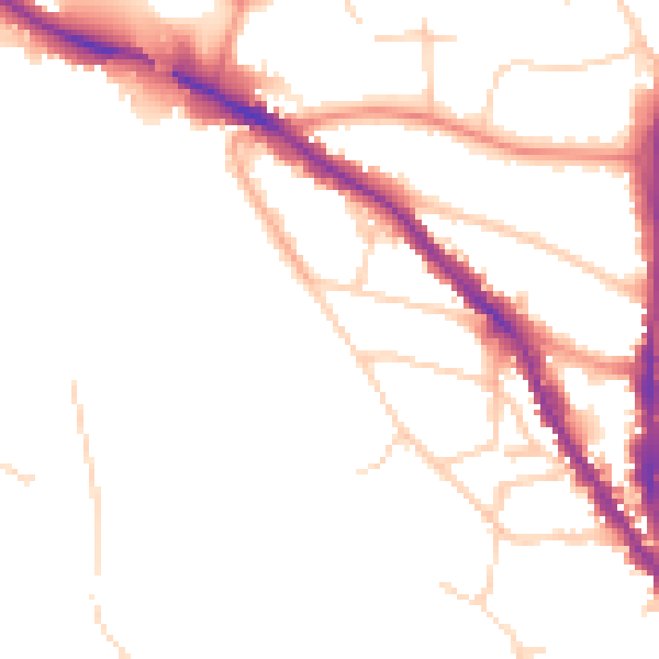 Daytime road noise heatmap for TN13 1EX