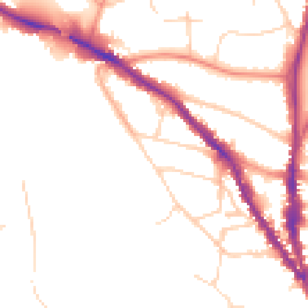 Daytime road noise heatmap for TN13 1EY