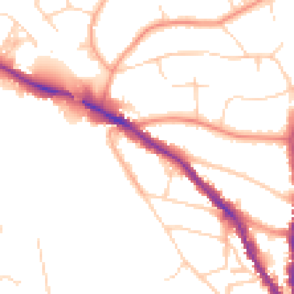 Daytime road noise heatmap for TN13 1FB