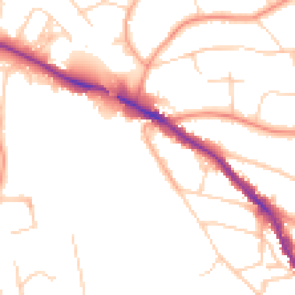 Daytime road noise heatmap for TN13 1HB