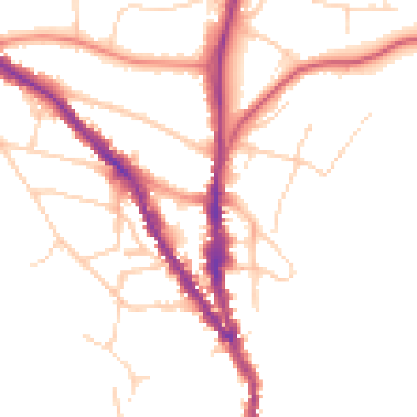 Daytime road noise heatmap for TN13 1UY