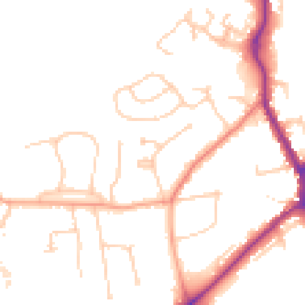 Daytime road noise heatmap for TN13 2BB