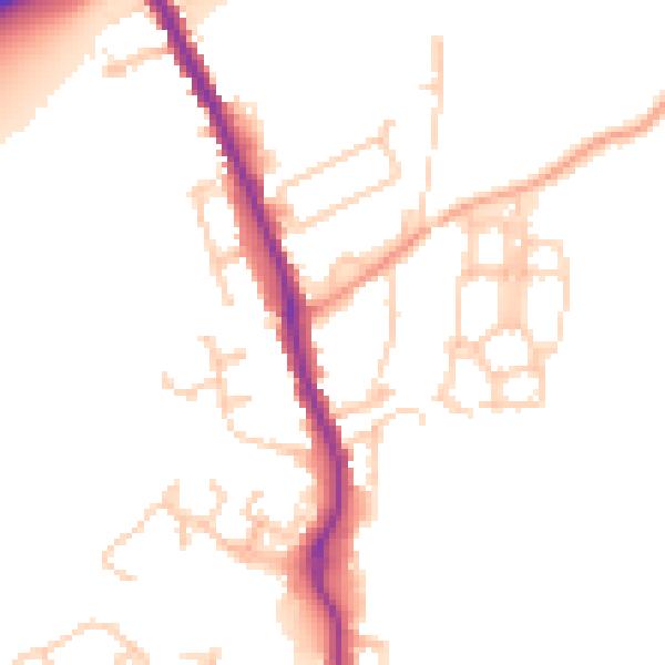 Daytime road noise heatmap for TN13 2BF