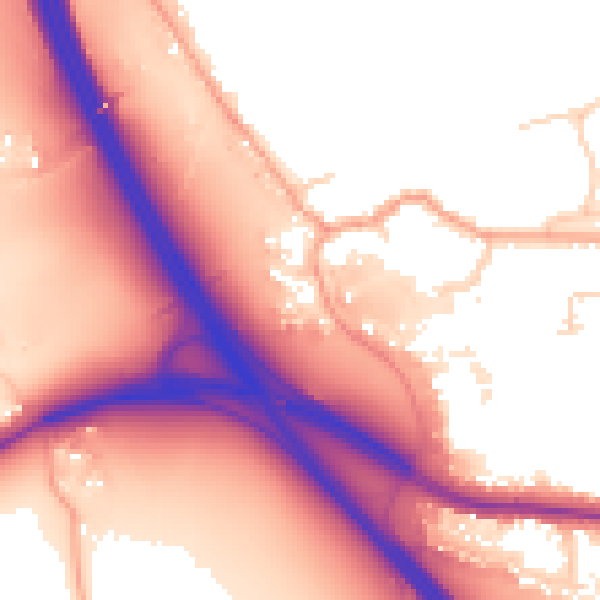 Daytime road noise heatmap for TN13 2HZ