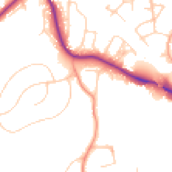 Daytime road noise heatmap for TN13 2JN
