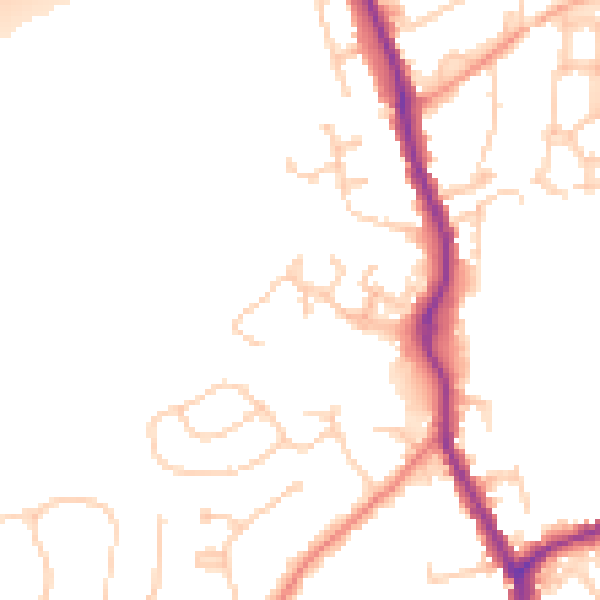 Daytime road noise heatmap for TN13 2QX