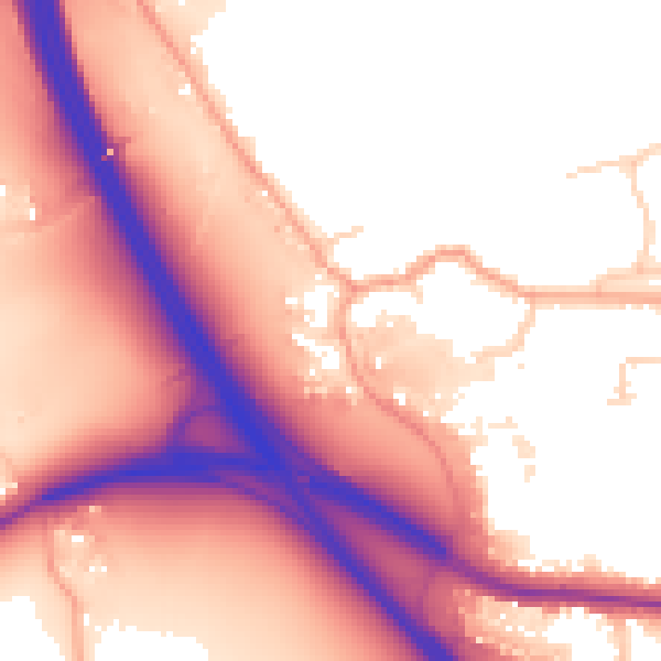 Daytime road noise heatmap for TN13 2RU